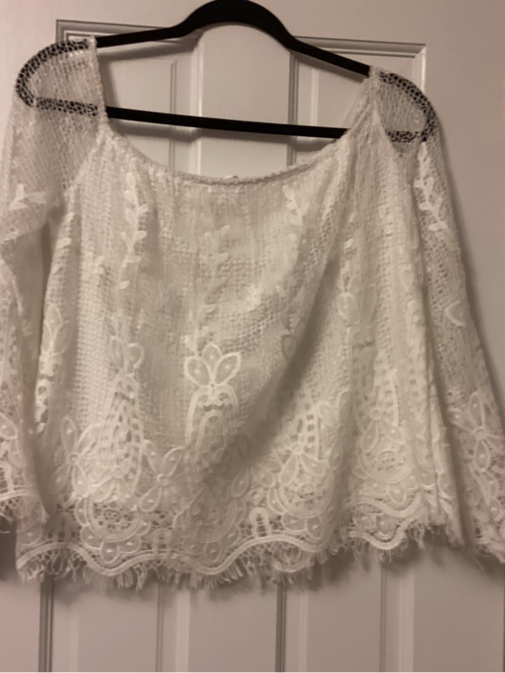 Missguided White Lace Off-Shoulder Blouse